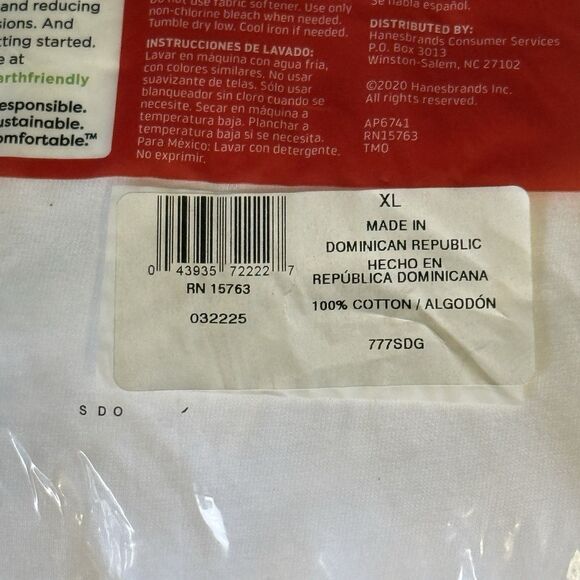 Hanes Tagless V-Neck White T-Shirts Pack Of 3 Size L Large - Picture 4 of 5